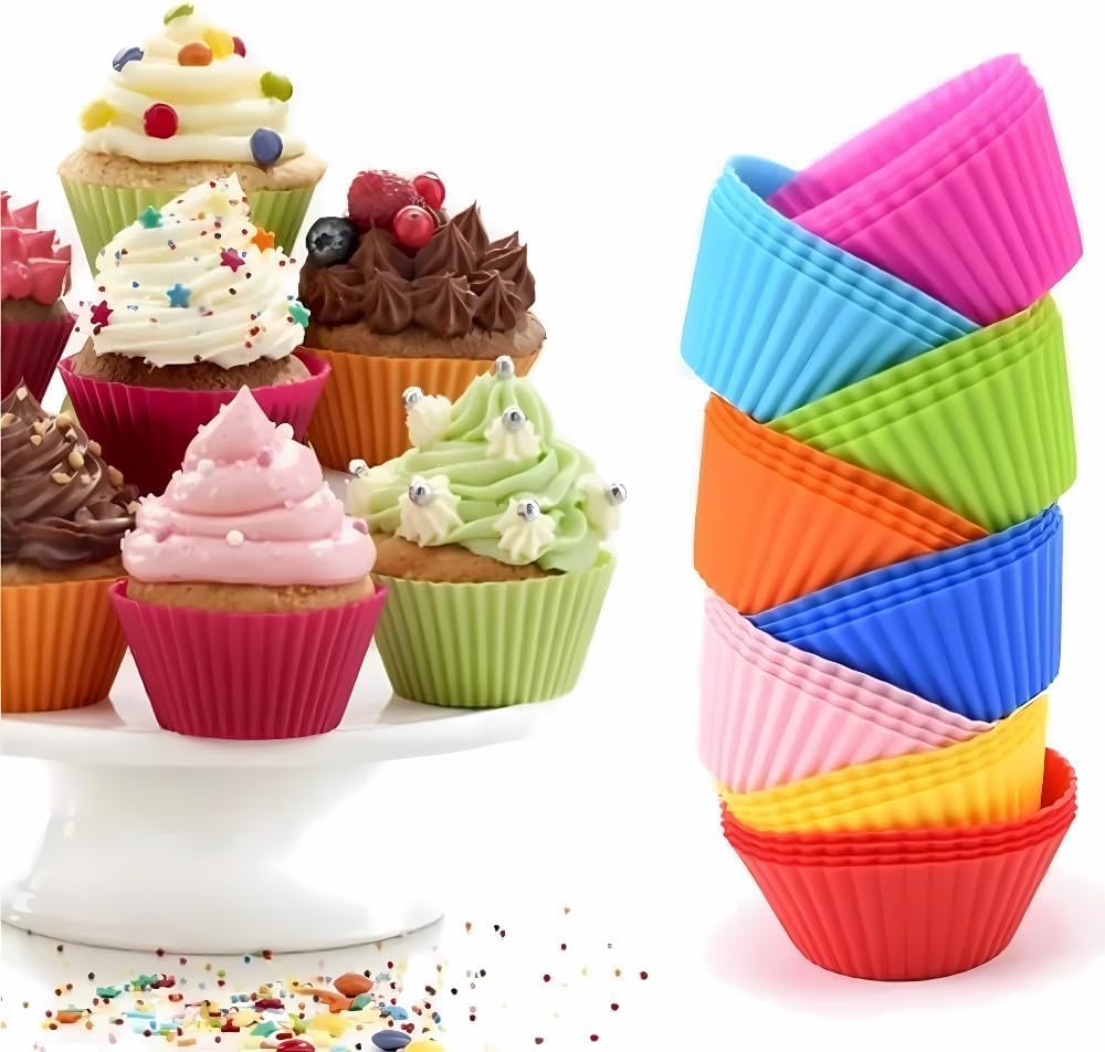 Kit 12 Formas Silicone Mini Cupcake Bolo Muffin Assadeira