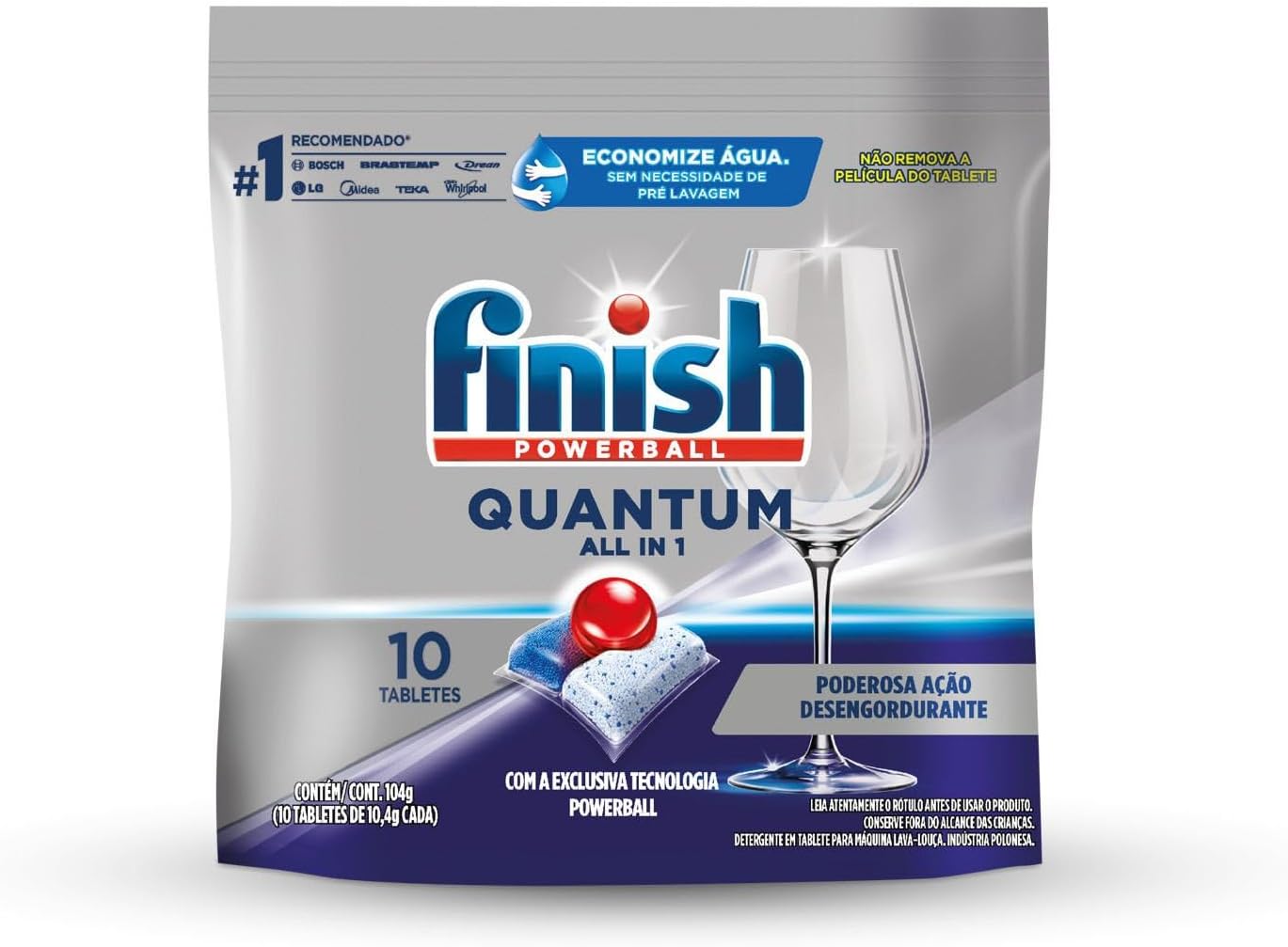 Detergente para Lava Louças Finish Quantum em Tabletes, 10 unidades | All in 1