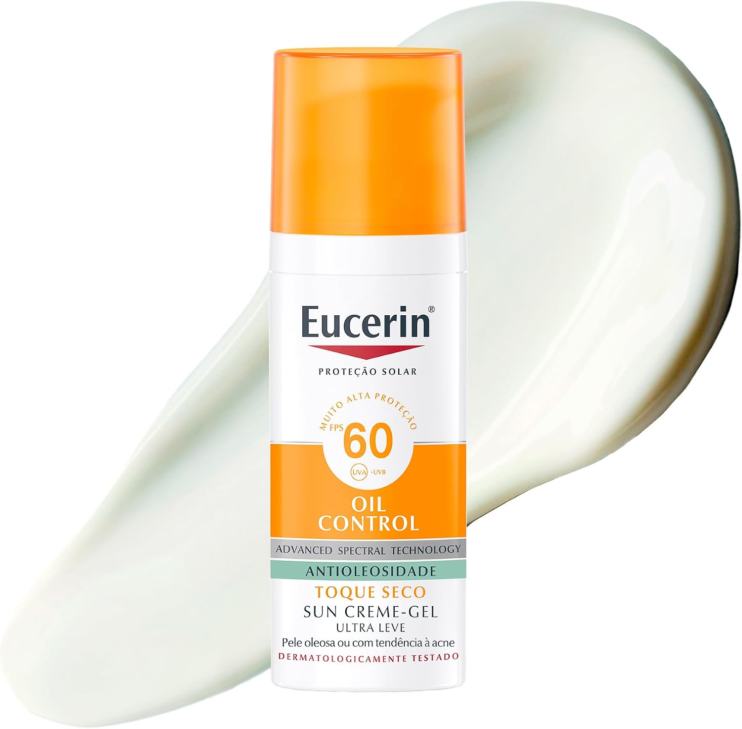 Protetor Solar Facial EUCERIN FPS 60 | Oil Control, 50ml, Antioleosidade, Rosto, Proteção UVA, UVB e Luz Visível