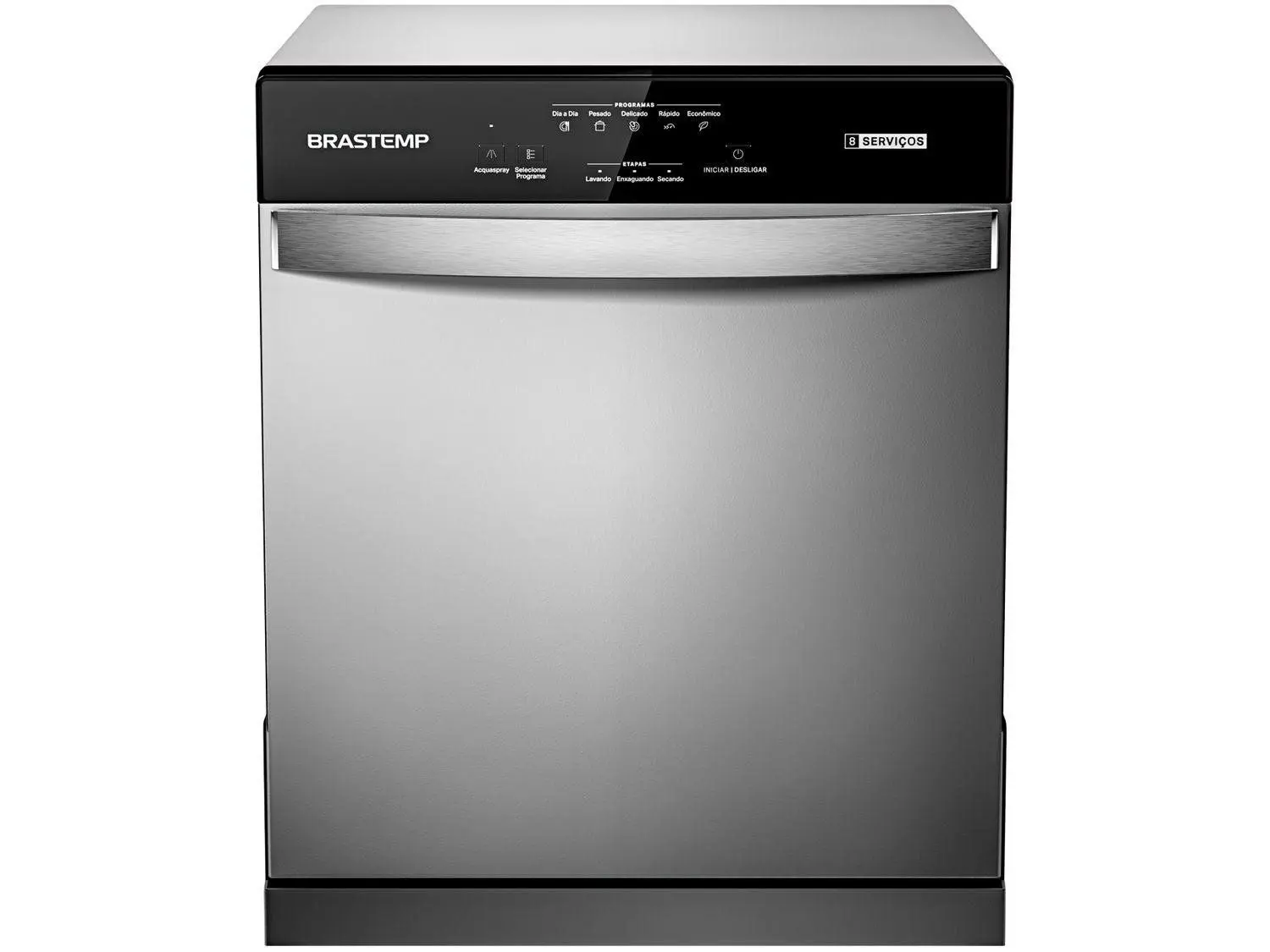 Lava Louças Brastemp Cinza Metálico com 08 Serviços e 05 Programas de Lavagem - BLF08B